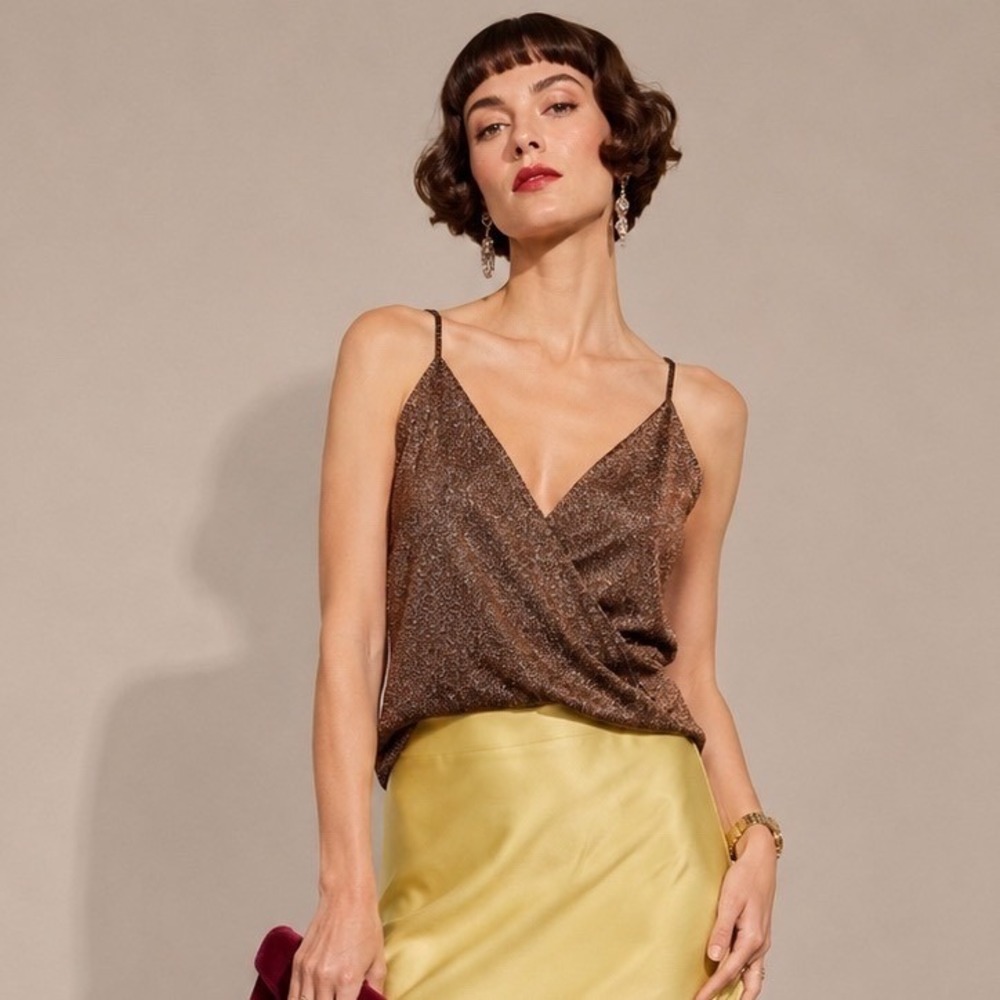 Anthropologie Eri + Ali Small Petite Metallic Shimmer Cami Top